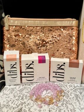 Dibs!!! Makeup Set with Rose Gold Sequin Clutch